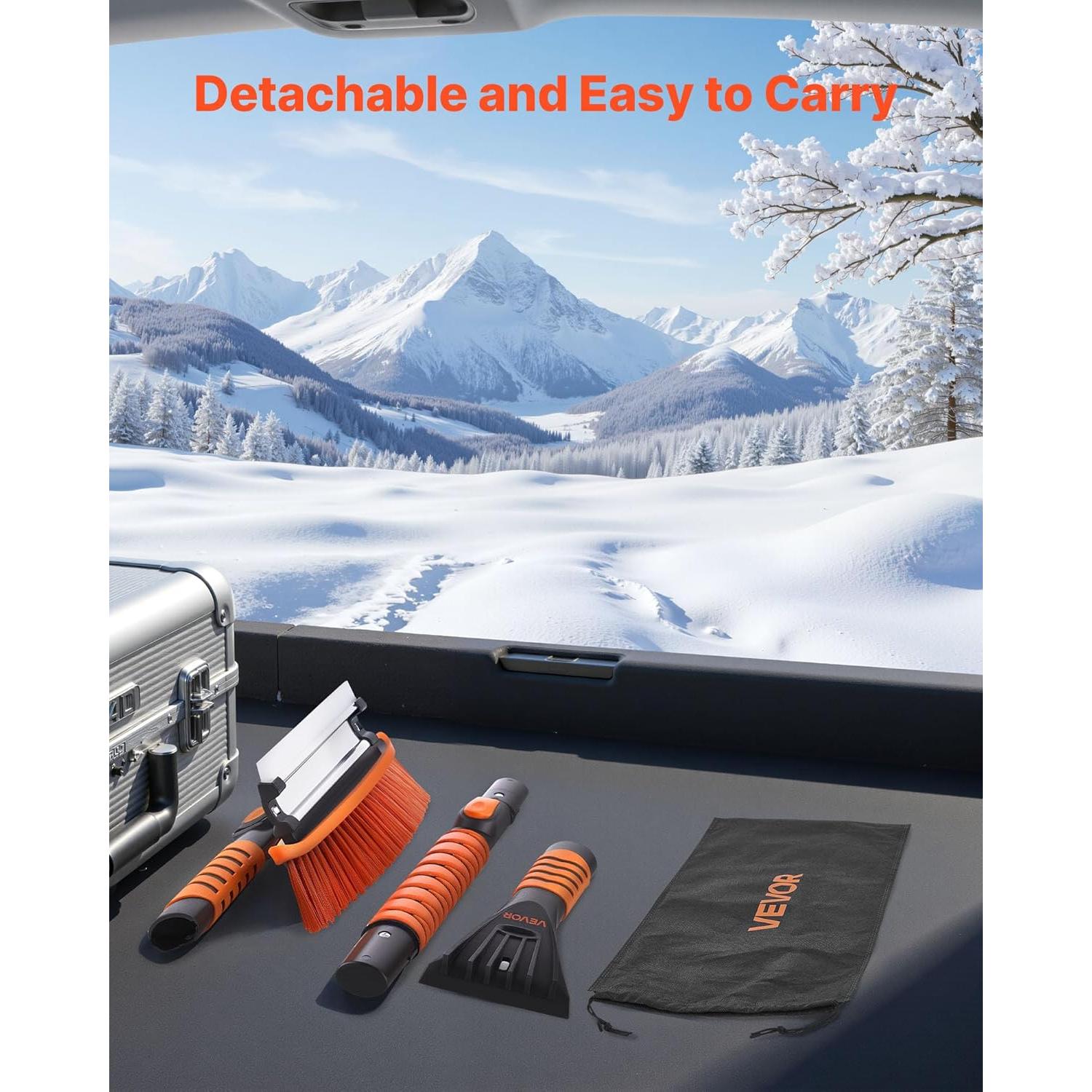 VEVOR Cepillo de Nieve 3-en-1 para Coche con Raspador y Limpiaparabrisas