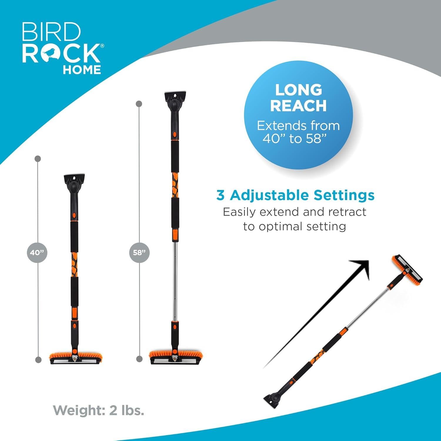 Cepillo de Nieve Extensible BIRDROCK HOME 147 cm con Raspador