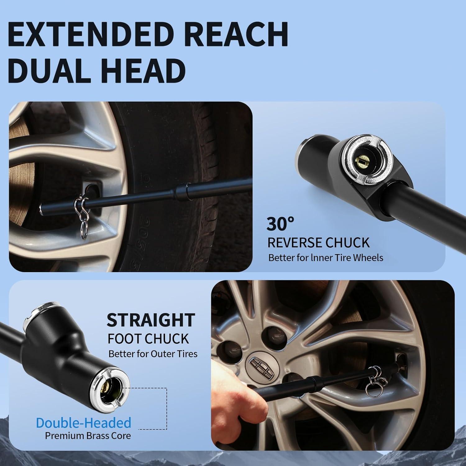 Medidor de Presión de Neumáticos Snwoygr 30cm Doble Cabezal 10-150PSI