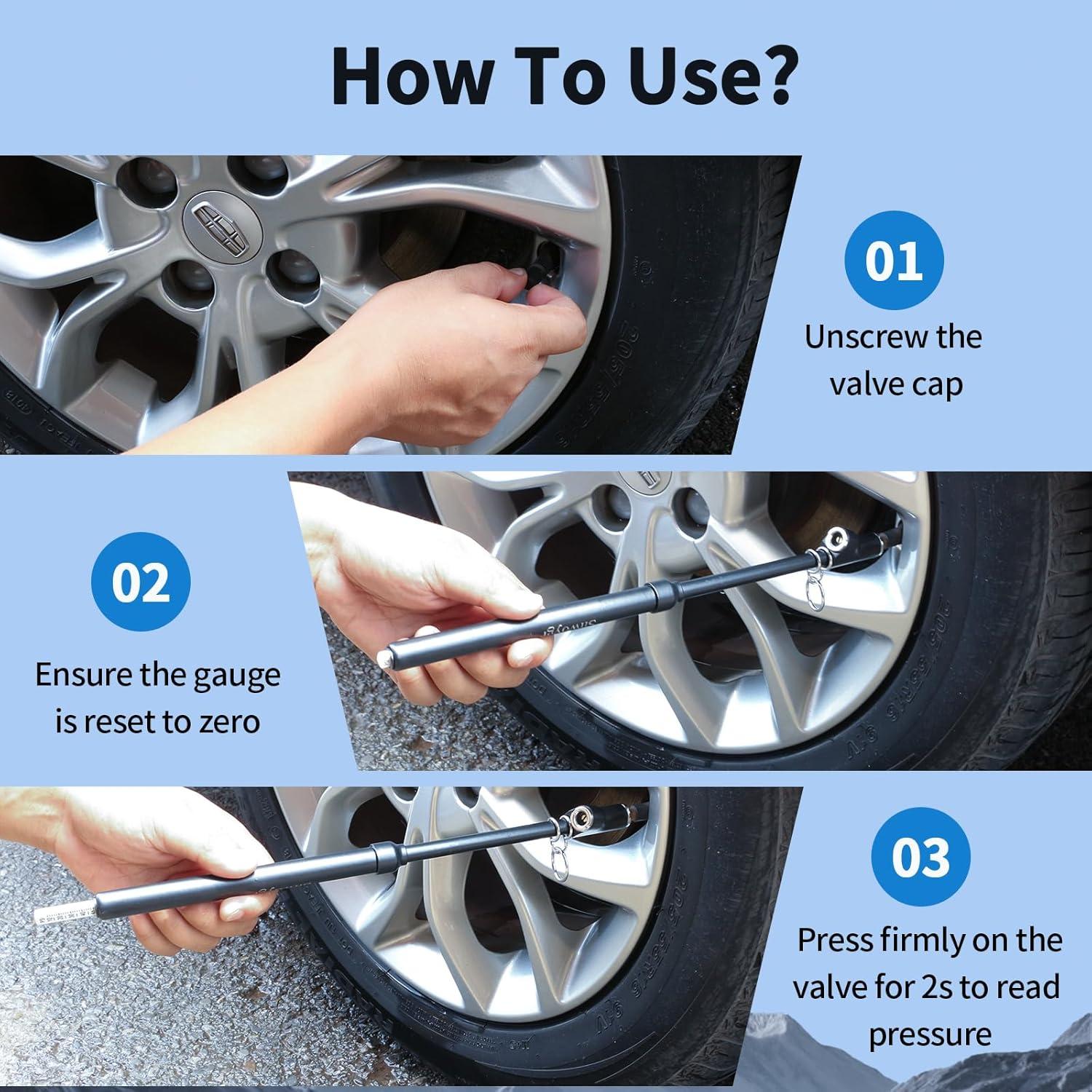 Medidor de Presión de Neumáticos Snwoygr 30cm Doble Cabezal 10-150PSI