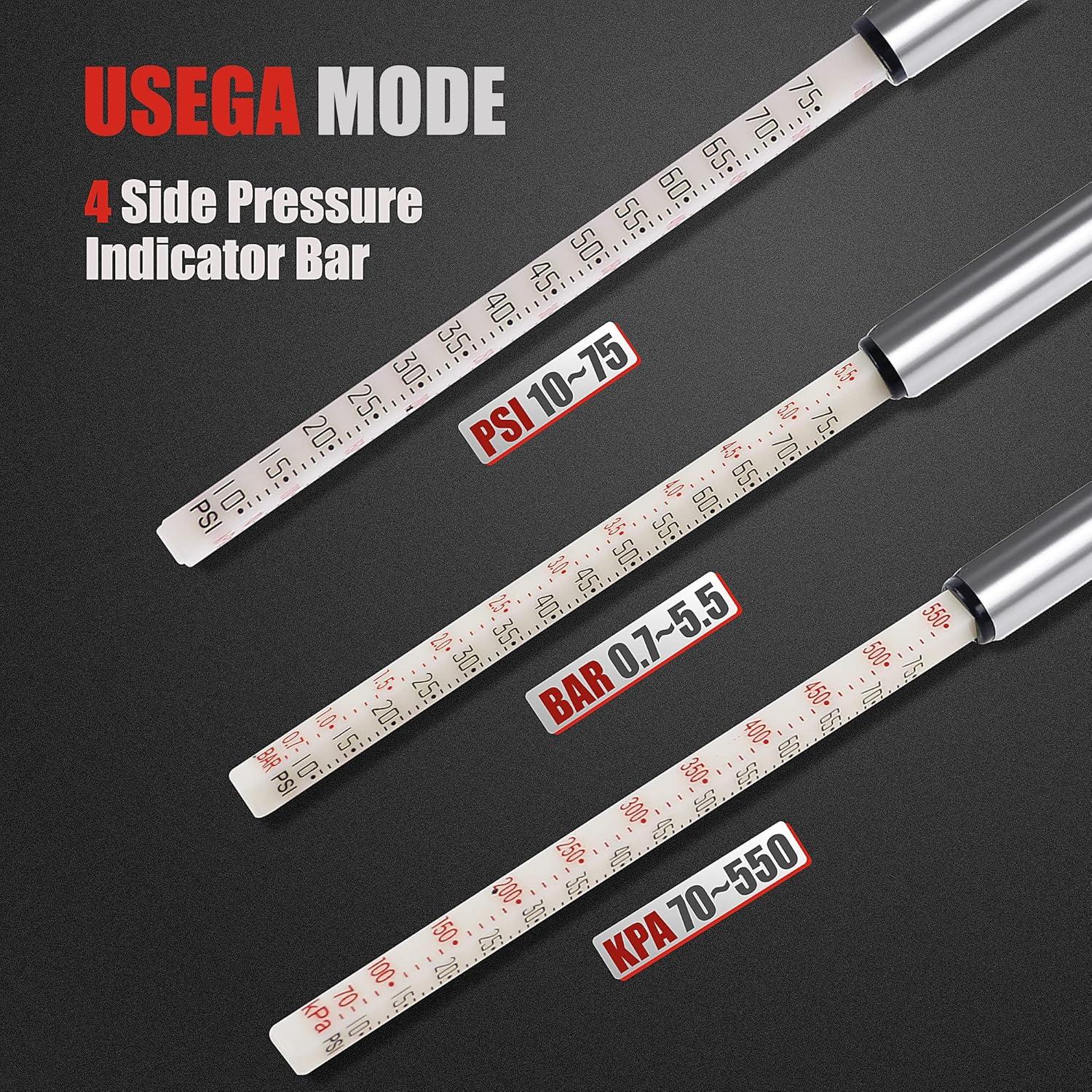 Pencil Tire Pressure Gauge (10-75PSI) Stainless Steel Body and Metal Made Nozzle 3 Measurements for Cars, Pickups, RVs, Bicycles (3 Pack)