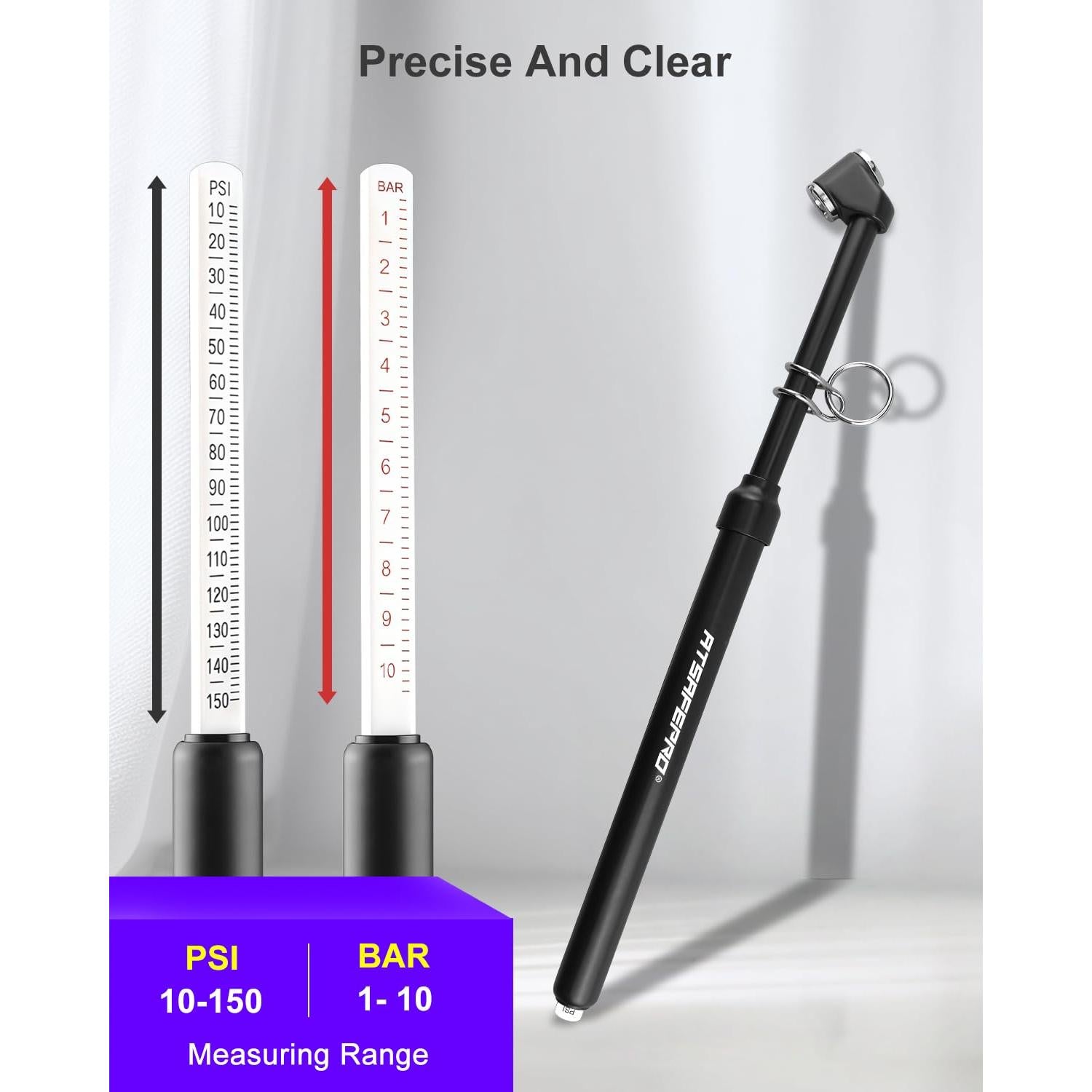 Medidor de Presión de Neumáticos ATsafepro Doble Cabeza 10-150 PSI
