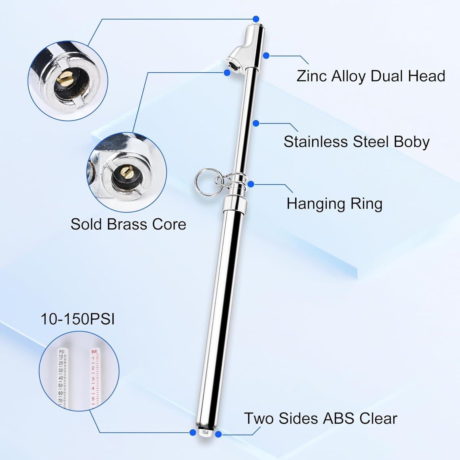 Juego de 2 medidores de presión neumáticos Builimeer 10-150 PSI