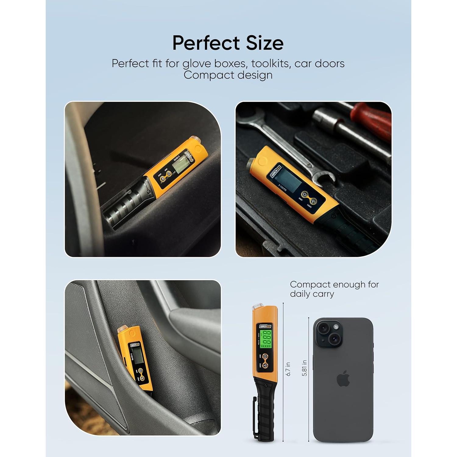 Manómetro Digital Gerchway 2 en 1 con Luz LED 150 PSI