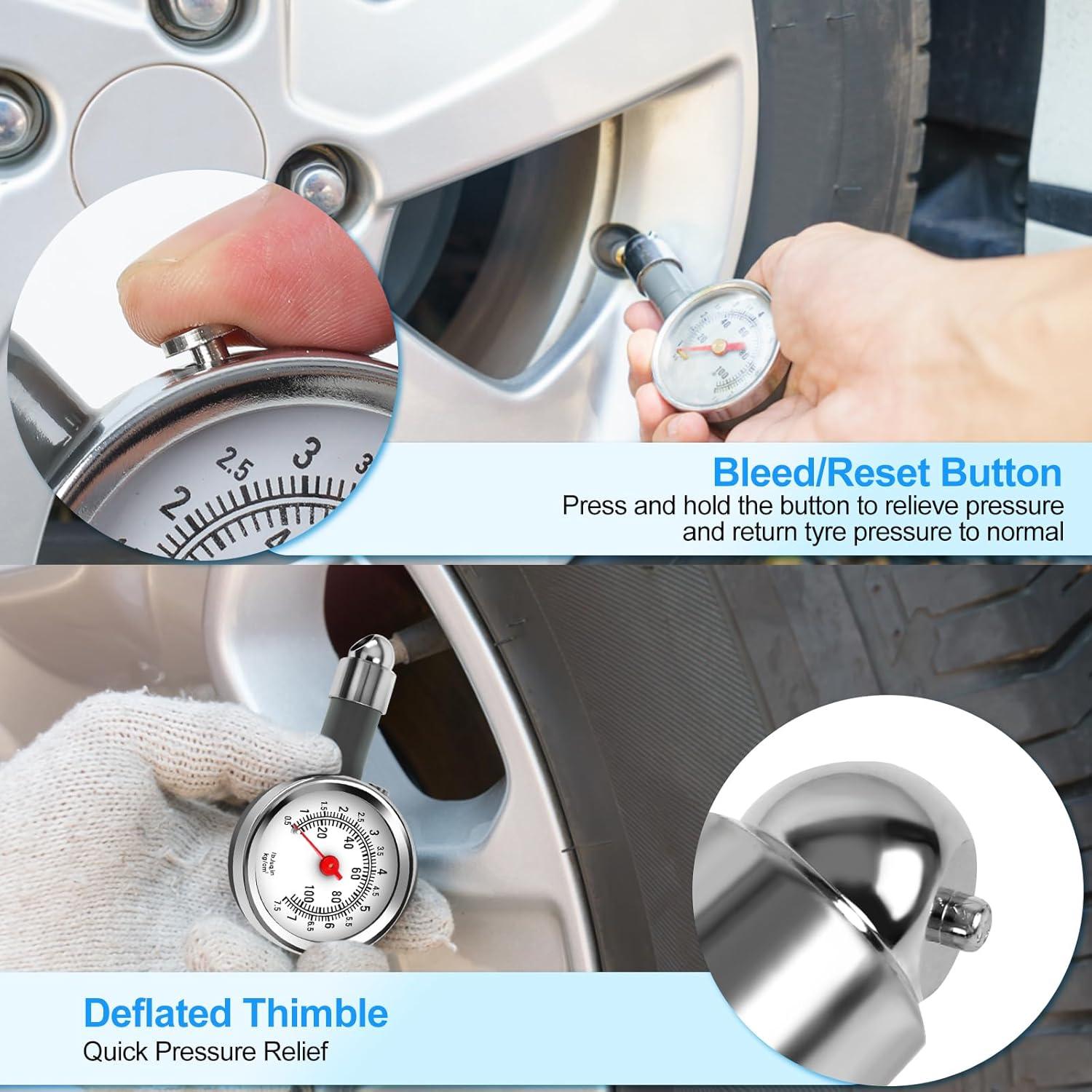 Manómetro de presión neumáticos Guirnd 0-7 Bar mecánico