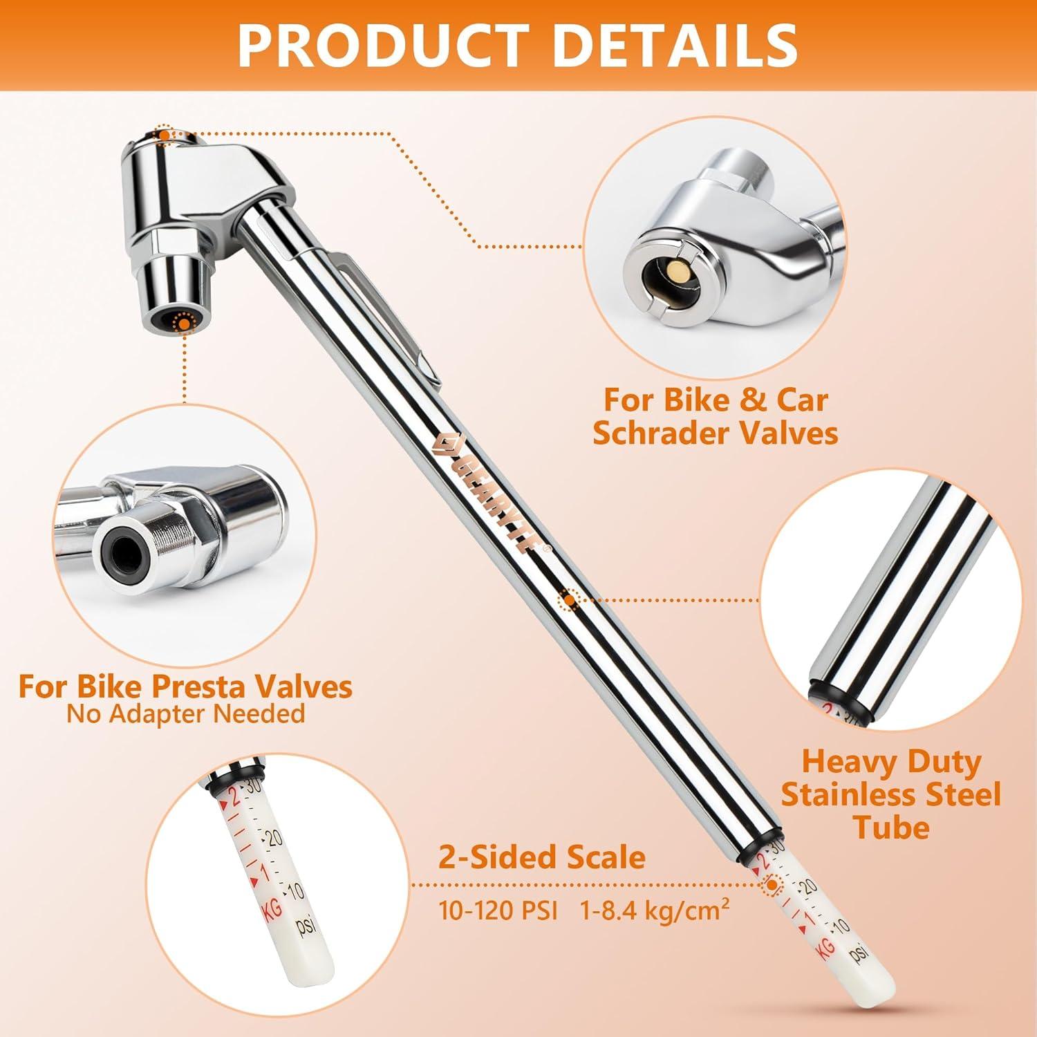 Medidor de Presión de Aire Gearyte para Neumáticos 10-120 PSI