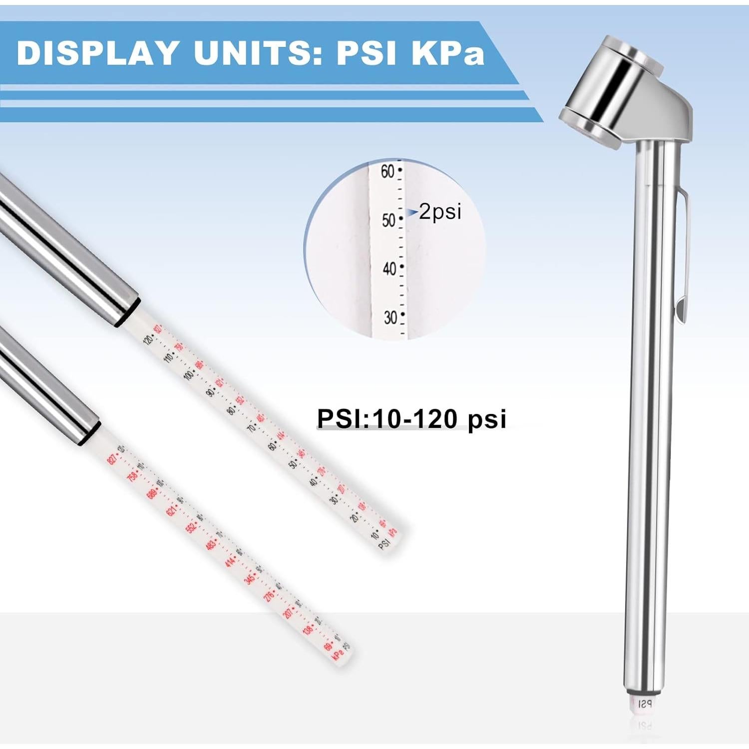 Medidor de Presión de Neumáticos WNCGC Doble Cabeza 10-120 PSI