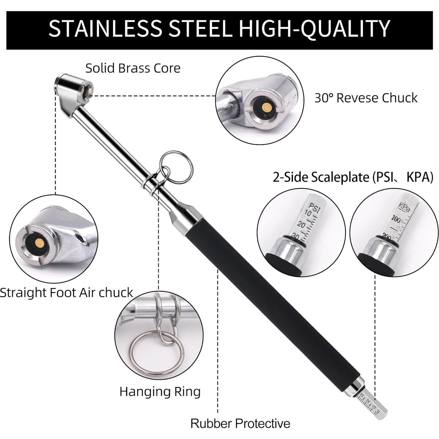 Medidor de Presión de Neumáticos Doble Cabeza SAFELIFE 10-150 PSI