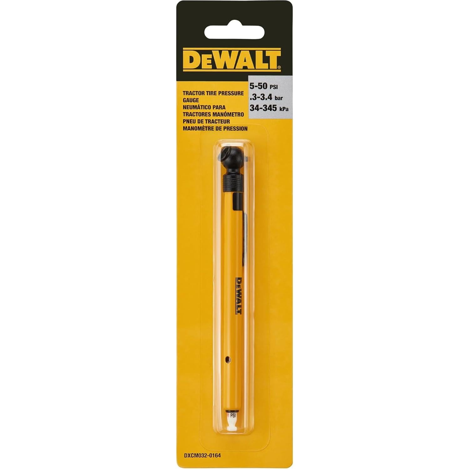 Medidor de Presión de Neumáticos DEWALT 5-50 PSI para Tractor