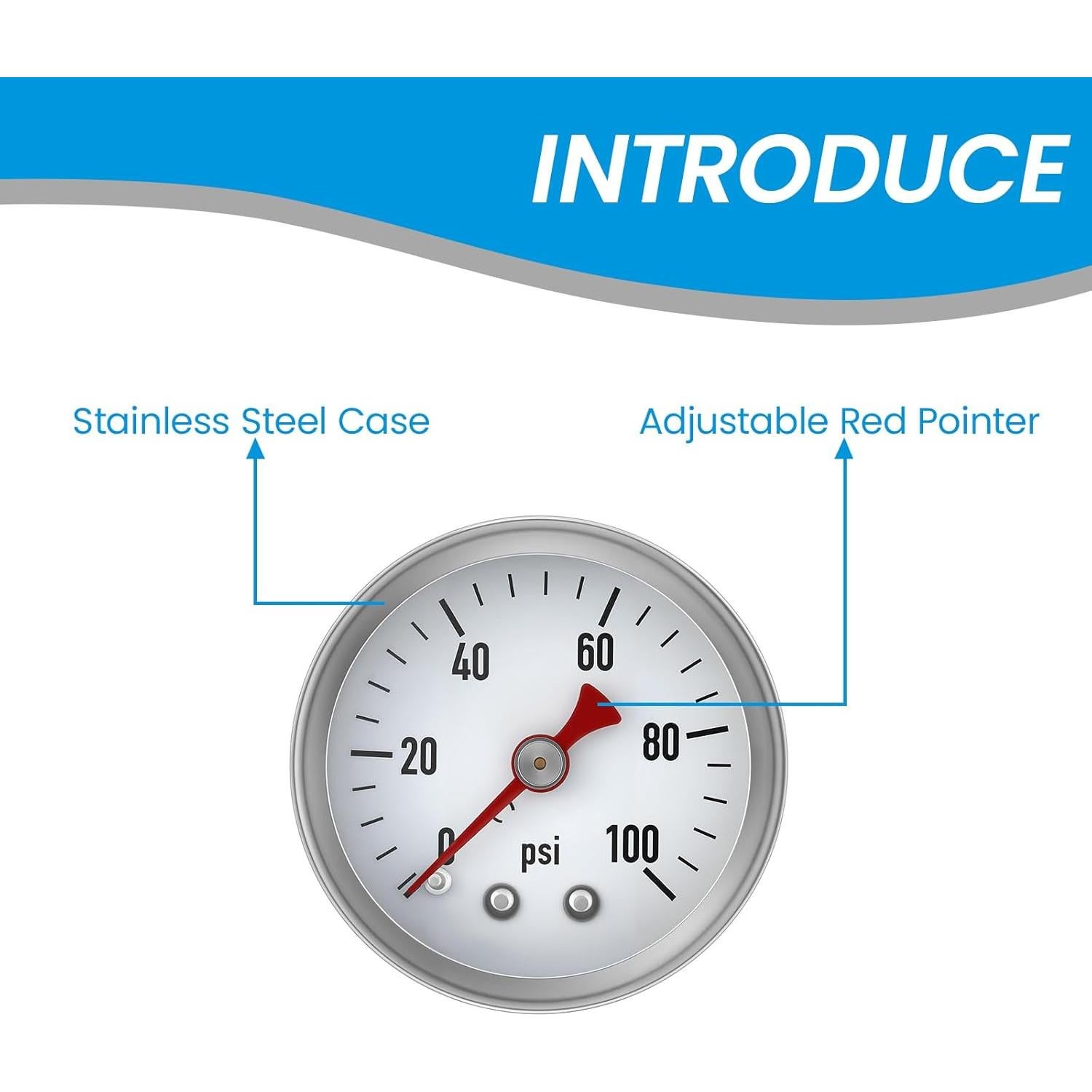 Manómetro de Baja Presión Solimeta 0-100 Psi 1.5" Acero Inoxidable