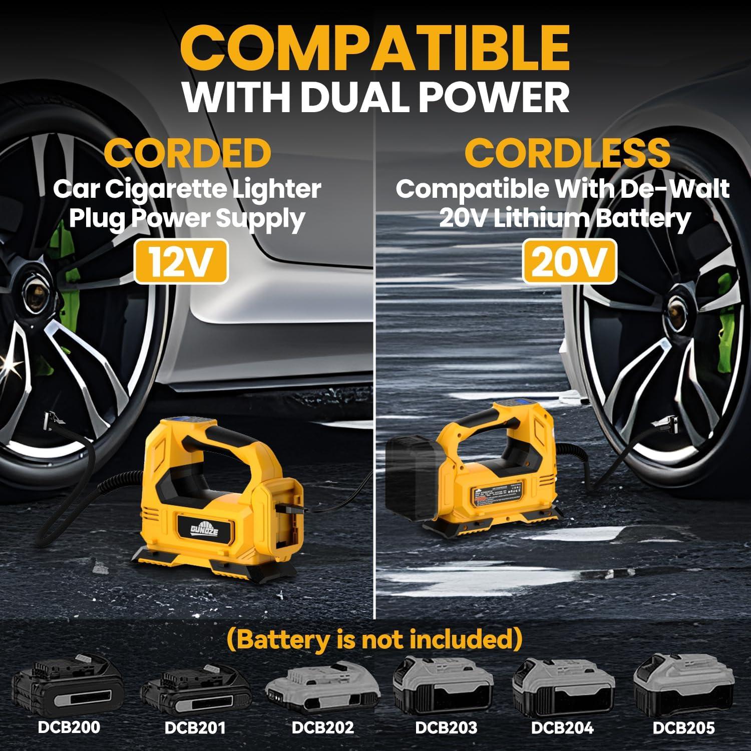 Compresor de Aire Inalámbrico GUNOZE 20V 150PSI Portátil