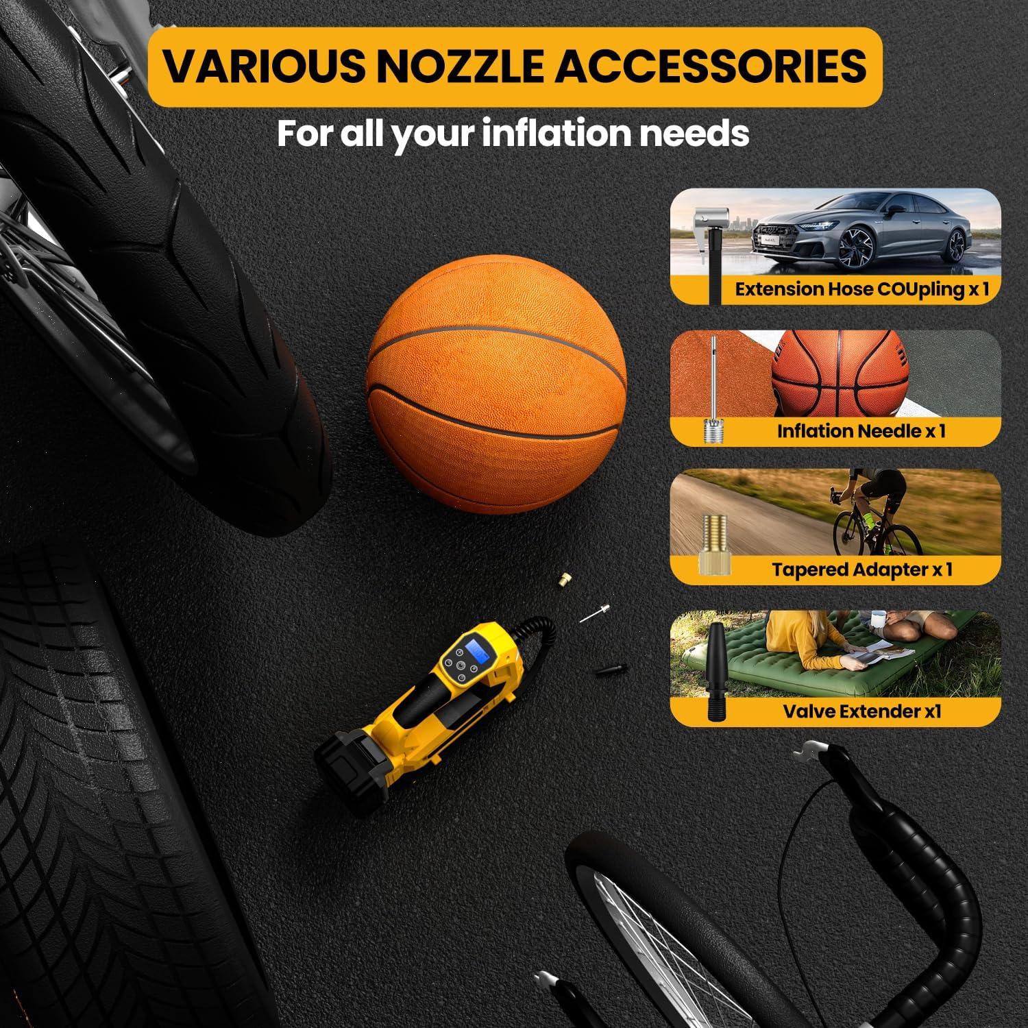 Compresor de Aire Inalámbrico GUNOZE 20V 150PSI Portátil