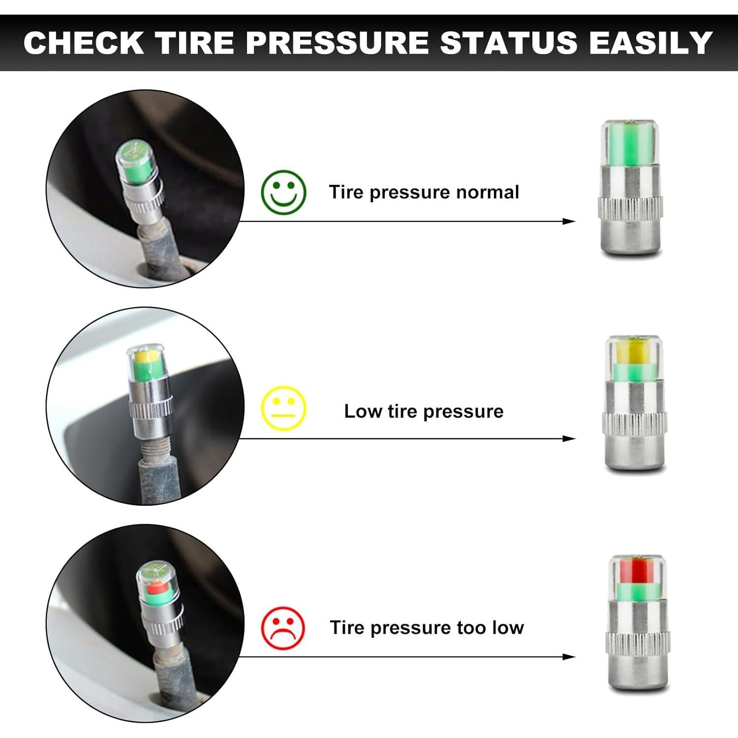 8 Tapones de Válvula de Presión Neumáticos DXNQ Acero Inoxidable