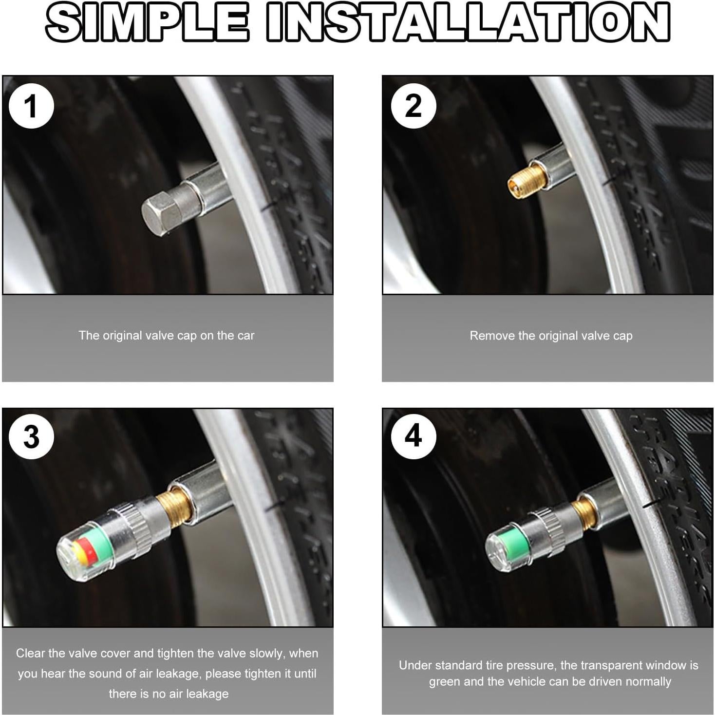 8 Tapones de Válvula de Presión Neumáticos DXNQ Acero Inoxidable