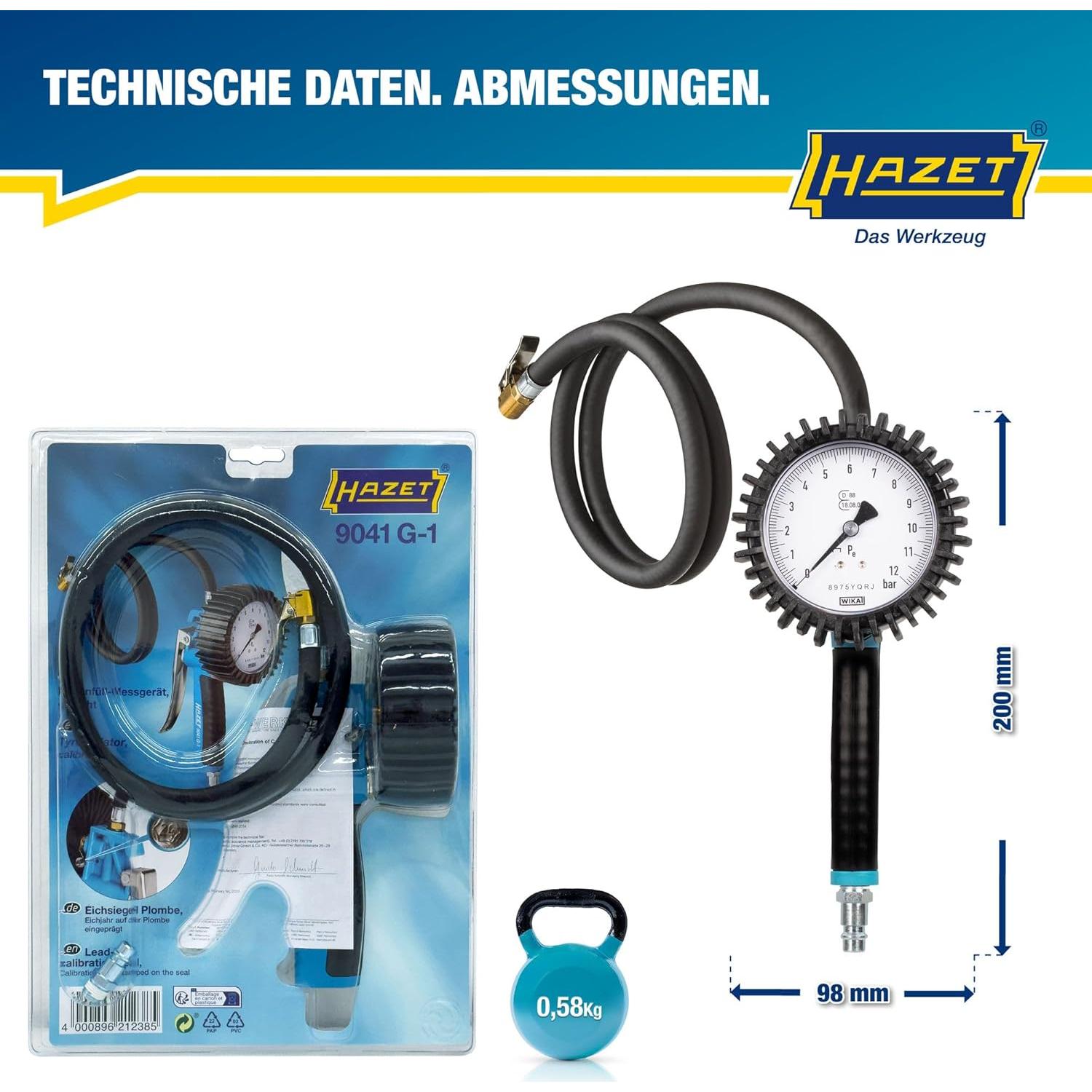 Medidor de Presión de Neumáticos HAZET 9041G-1 0-10 Bar