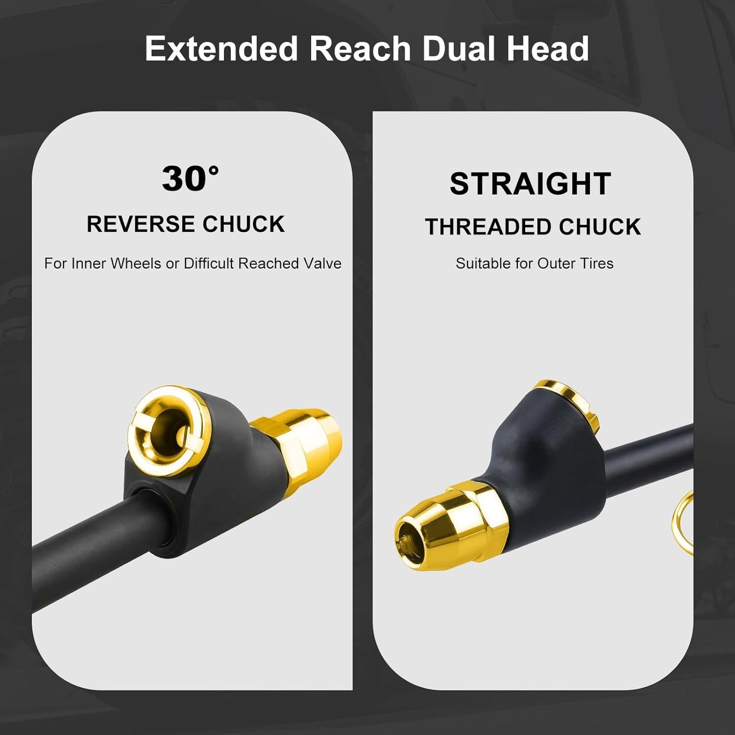 Medidor de Presión de Neumáticos Uharbour Doble Cabeza 10-150 PSI