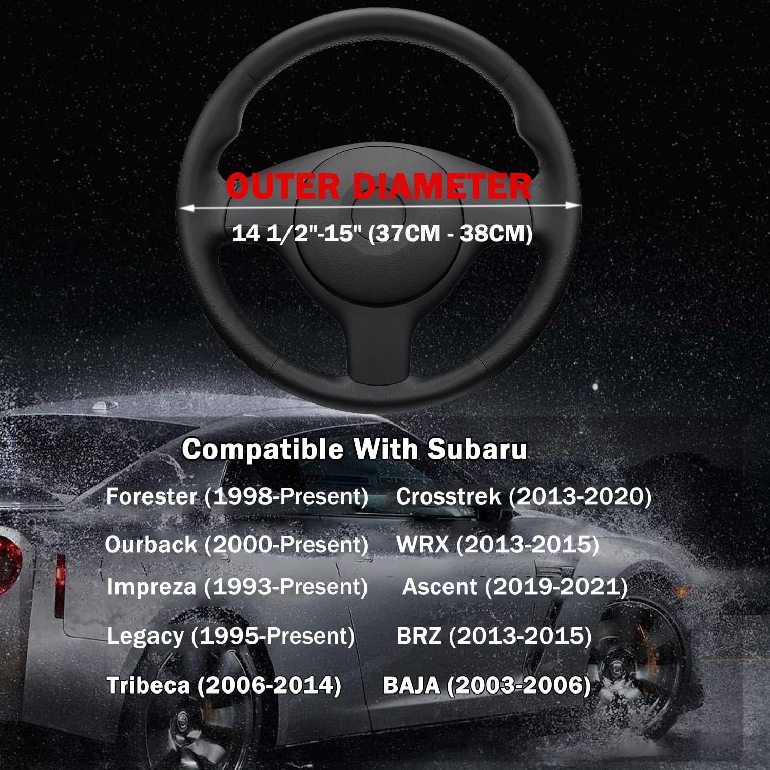 Funda de Volante SZYUCHEN para Subaru 14.5-15" Cuero Negro