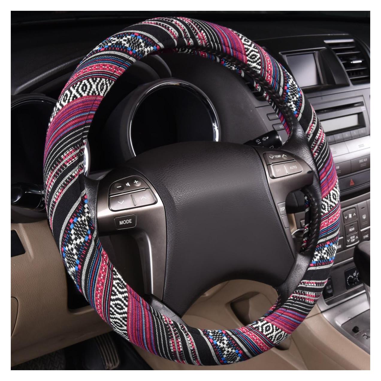 Cubierta de Volante CAR PASS Boho Étnica Universal 36.8-38.1 cm