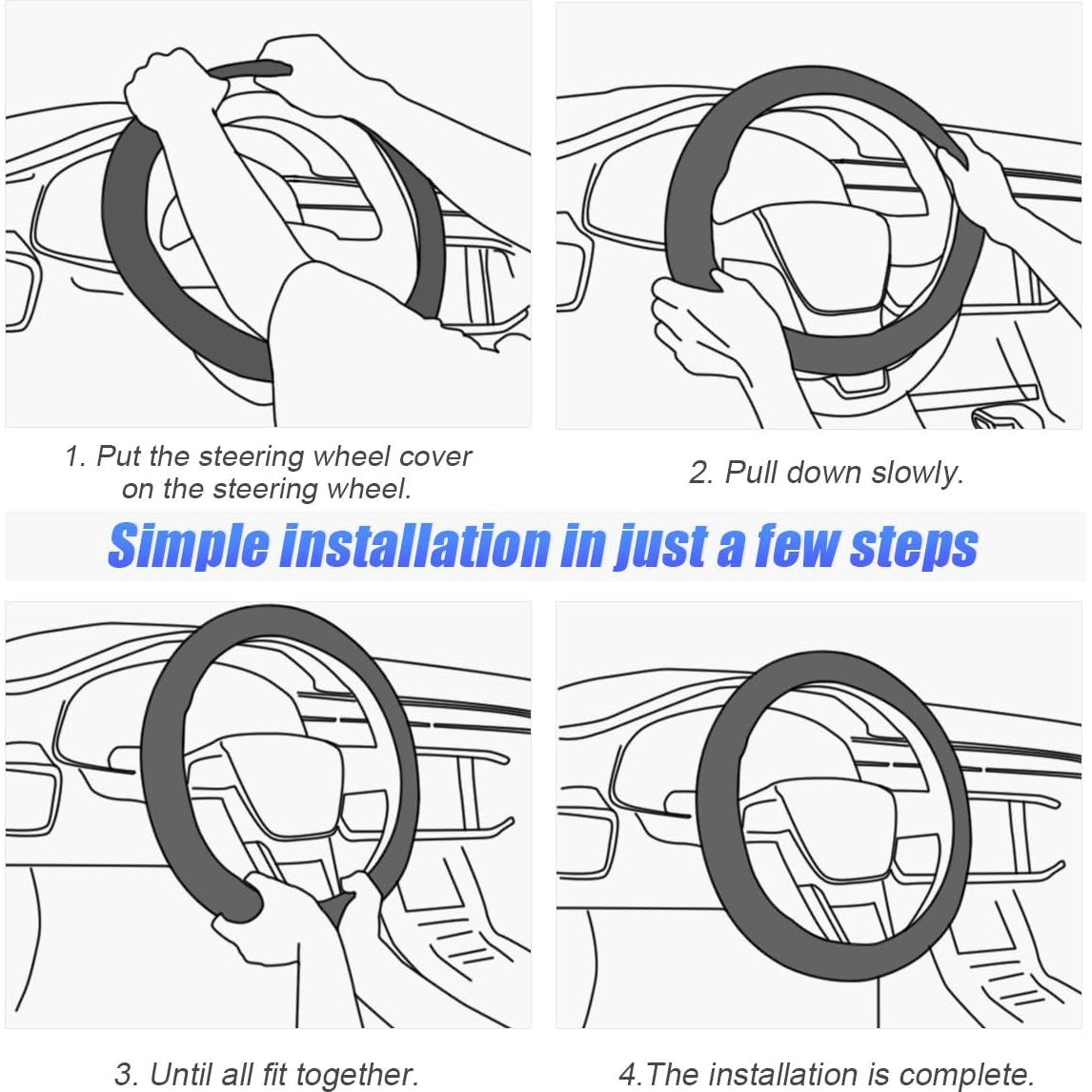 Funda de Volante Osilly 38 cm Antideslizante Cuero Carbono Negro