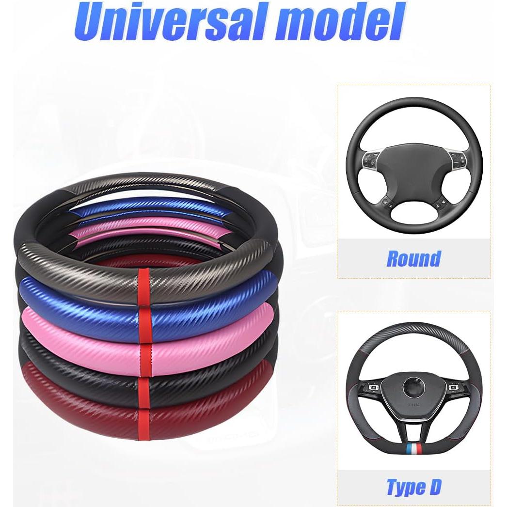 Funda de Volante Osilly 38 cm Antideslizante Cuero Carbono Negro