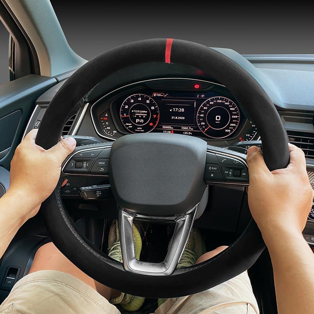 Cubierta de Volante Carodi 15" Suede Antideslizante Negra