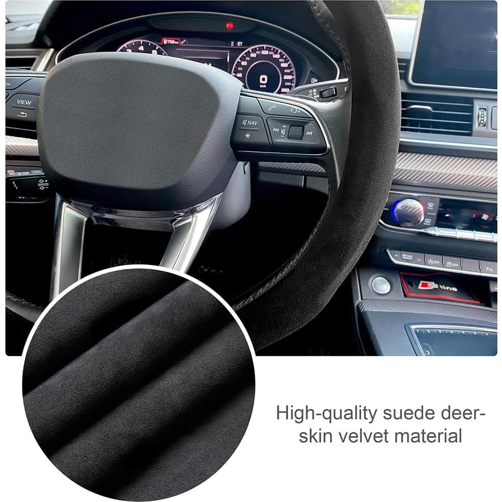 Cubierta de Volante Carodi 15" Suede Antideslizante Negra