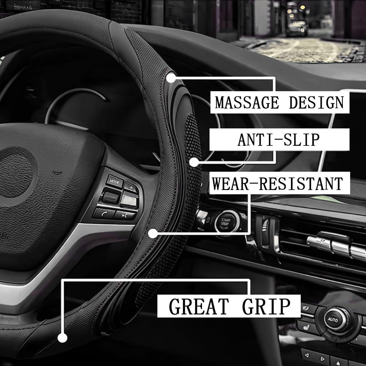 Cubierta de Volante de Cuero Osilly 15 Pulgadas Antideslizante