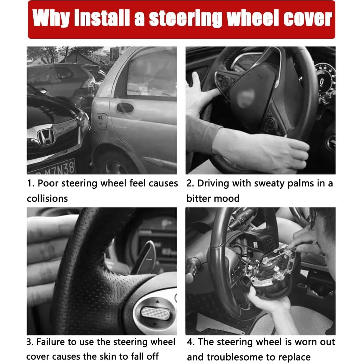 Cubierta de Volante de Cuero Osilly 15 Pulgadas Antideslizante