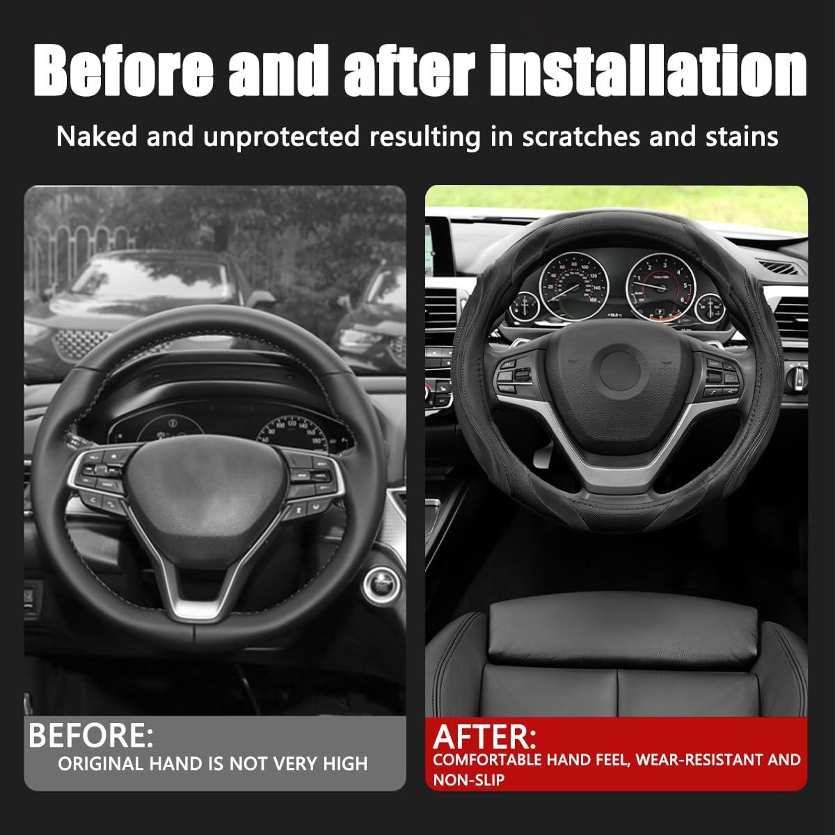 Cubierta de Volante de Cuero Osilly 15 Pulgadas Antideslizante