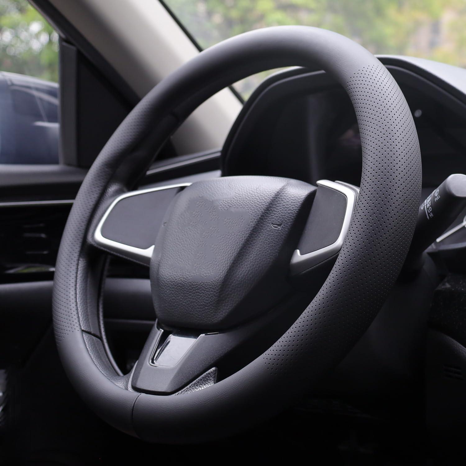 Cubierta de Volante XHRING para Mazda 37-38 cm Cuero Negro