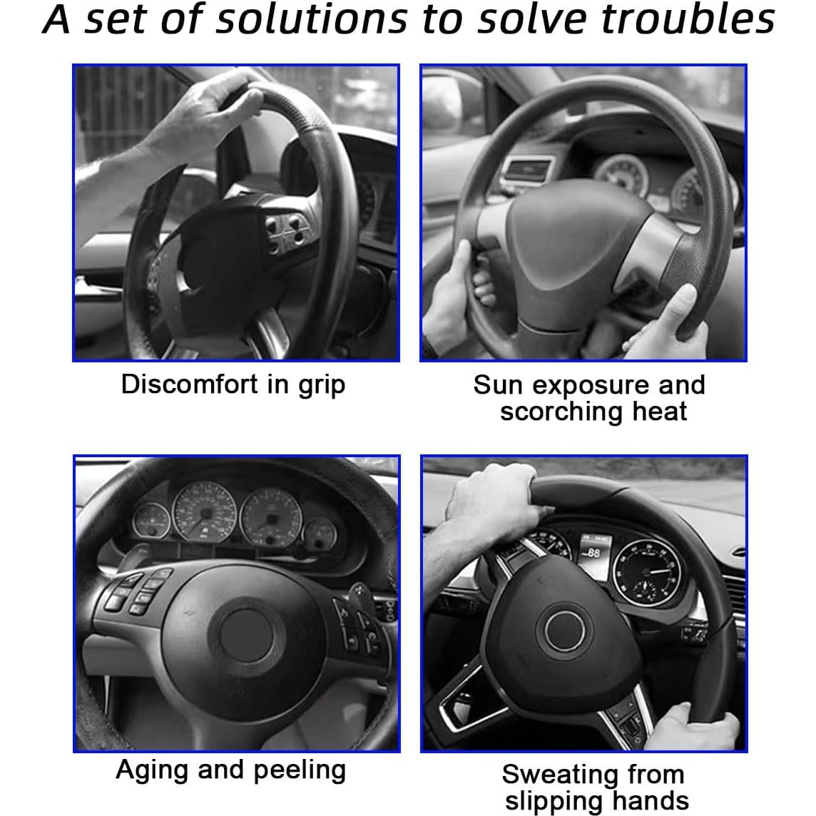 Funda de Volante de Coche Mandark 3PCS Antideslizante 38cm