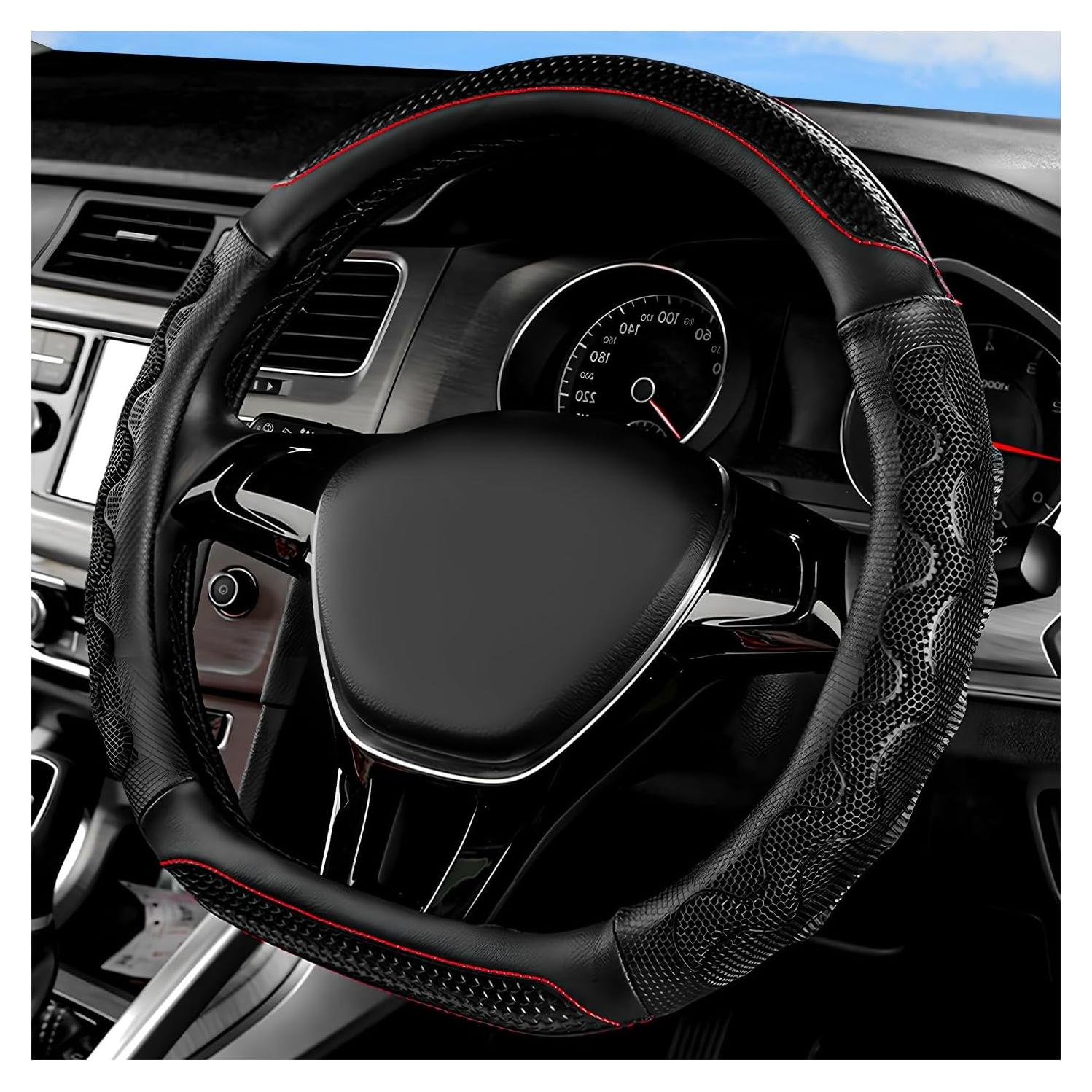 Cubierta de Volante BWBWND 38 cm Antideslizante Cuero Negro