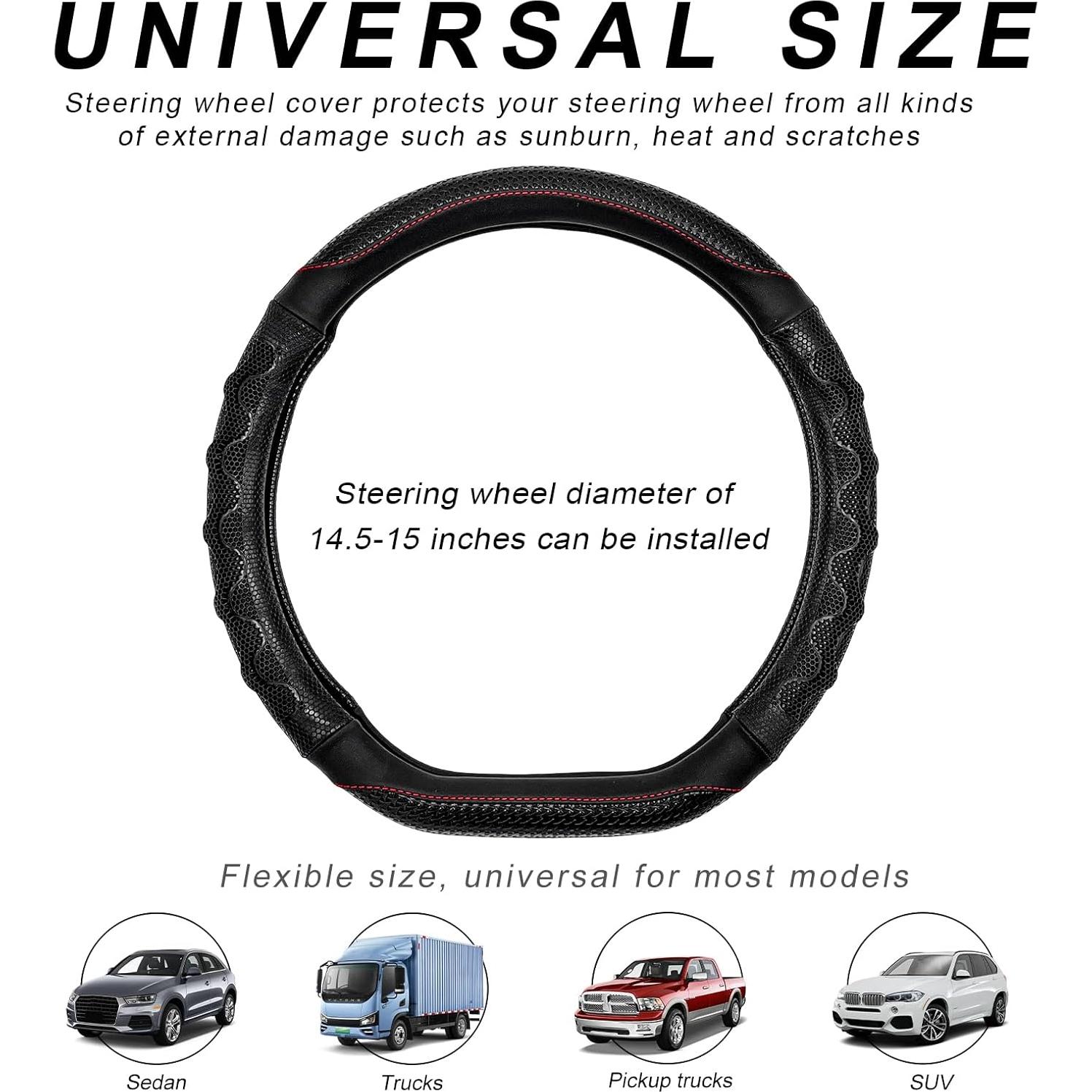 Cubierta de Volante BWBWND 38 cm Antideslizante Cuero Negro