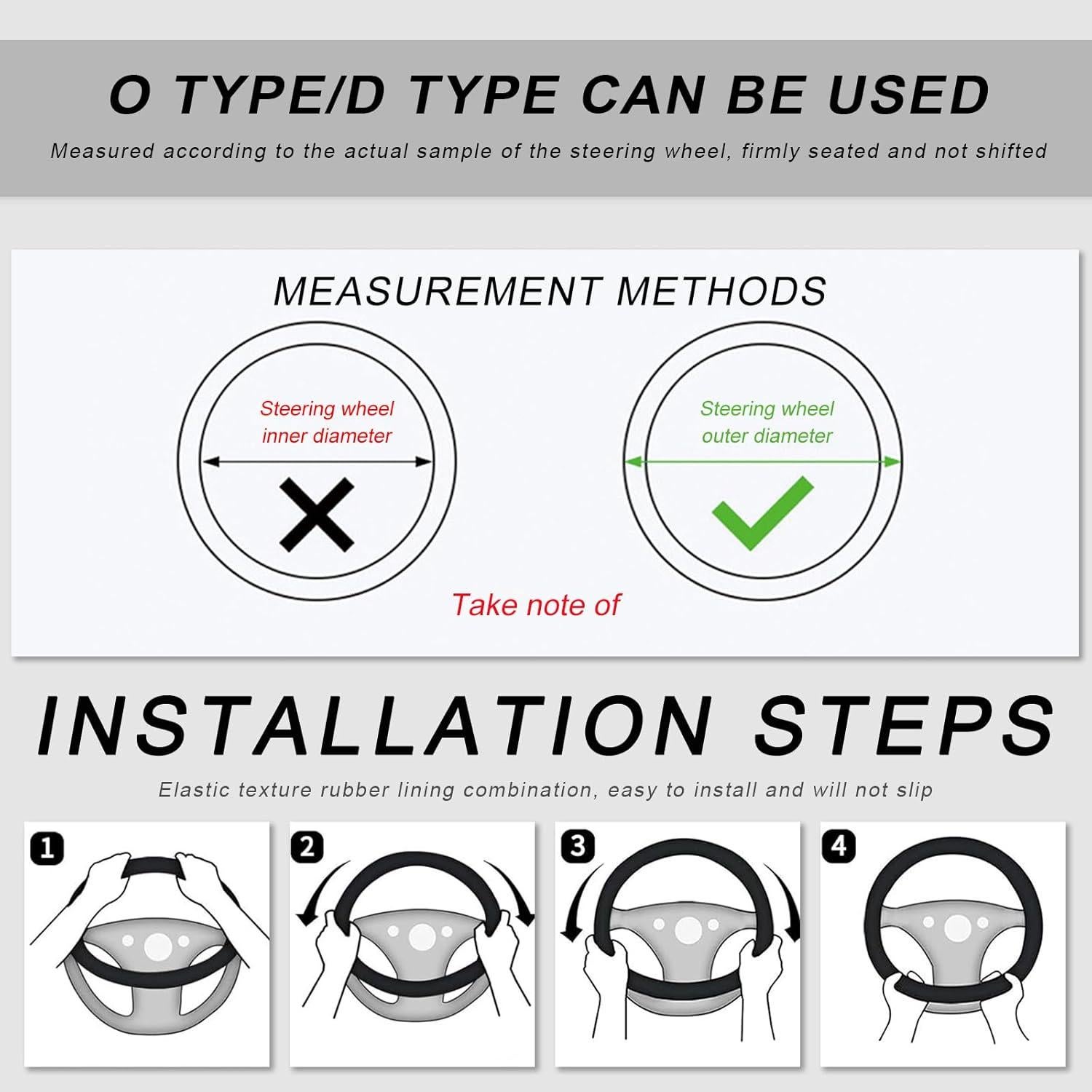 Cubierta de Volante BWBWND 38 cm Antideslizante Cuero Negro