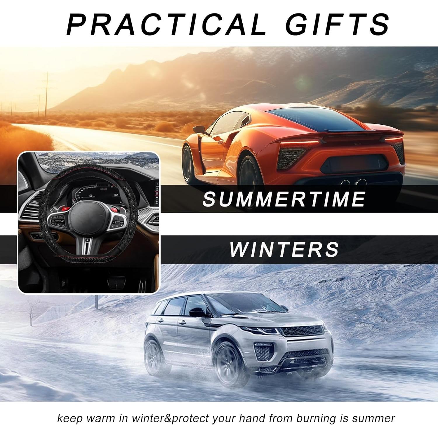 Cubierta de Volante BWBWND 38 cm Antideslizante Cuero Negro