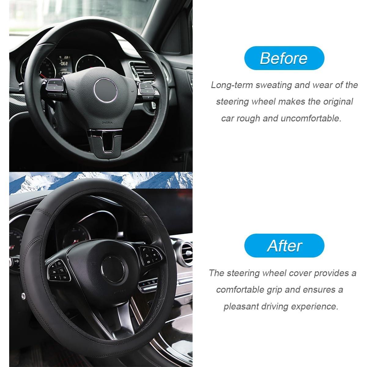 Funda de Volante Zpana de Cuero Antideslizante 37-38 cm Negro