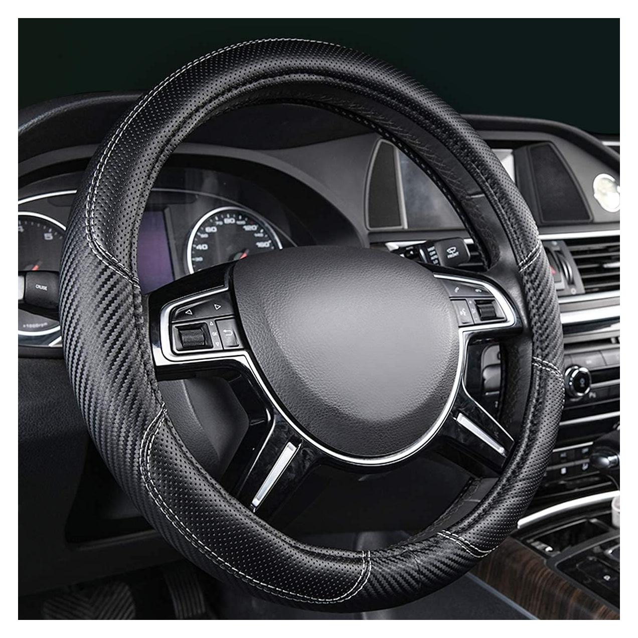 Funda de Volante CAR-GRAND de Cuero Negro 37-39 cm Universal