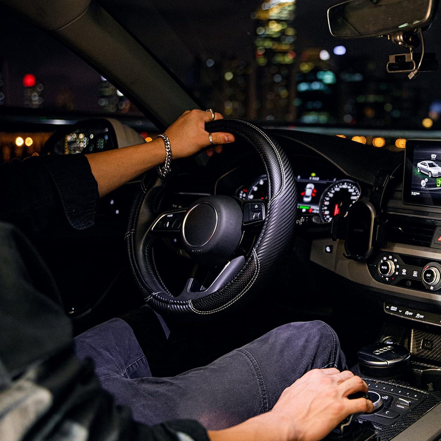 Funda de Volante CAR-GRAND de Cuero Negro 37-39 cm Universal