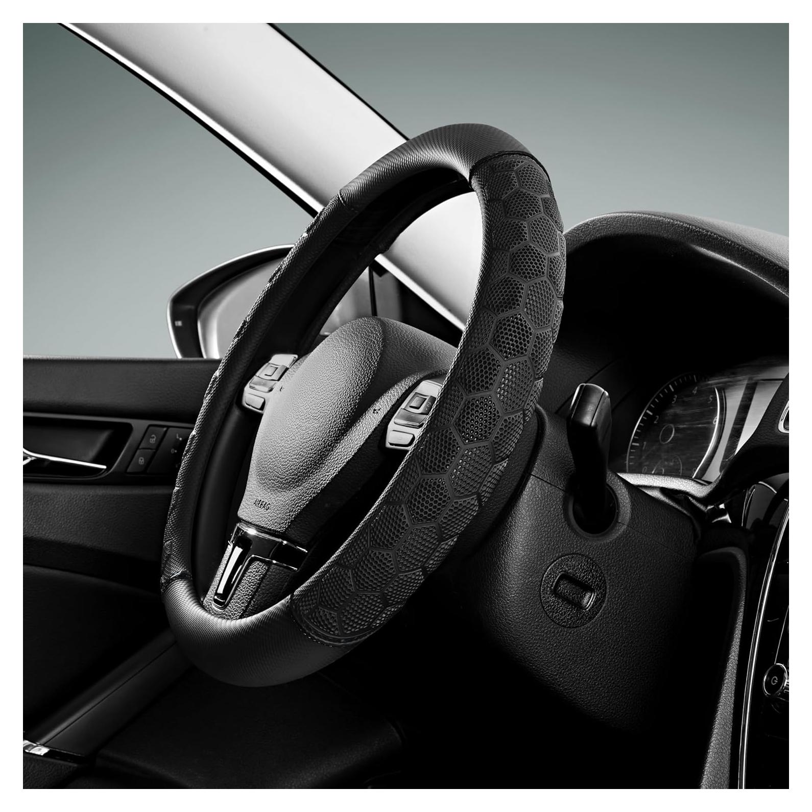 Cubierta de Volante de Masaje PIC AUTO, Cuero Negro Universal 36.8-39.4cm