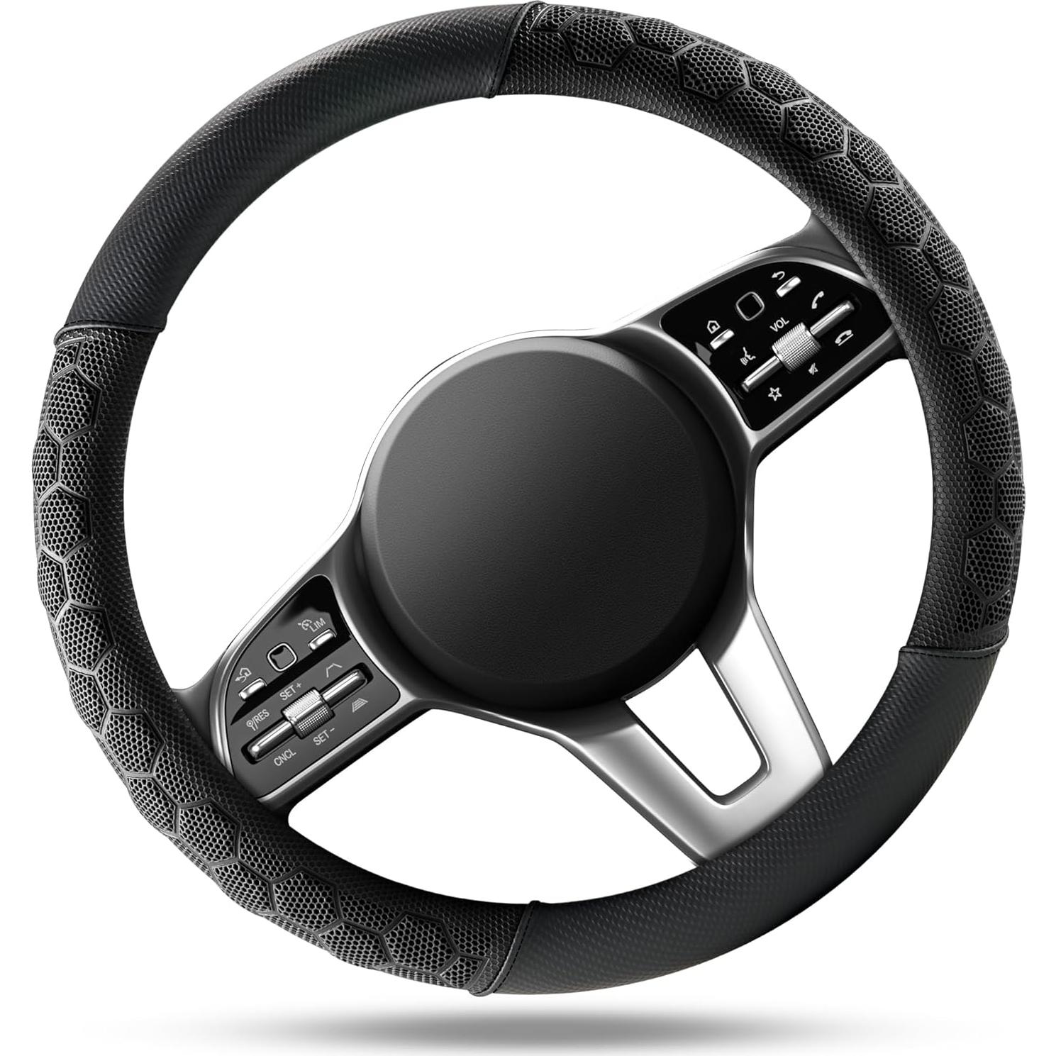 Cubierta de Volante de Masaje PIC AUTO, Cuero Negro Universal 36.8-39.4cm