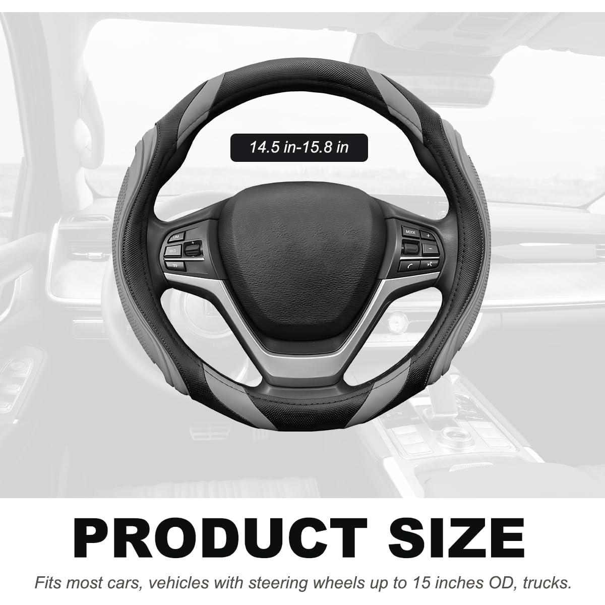 Cubierta de Volante de Cuero DXNQ 38 cm Antideslizante Gris