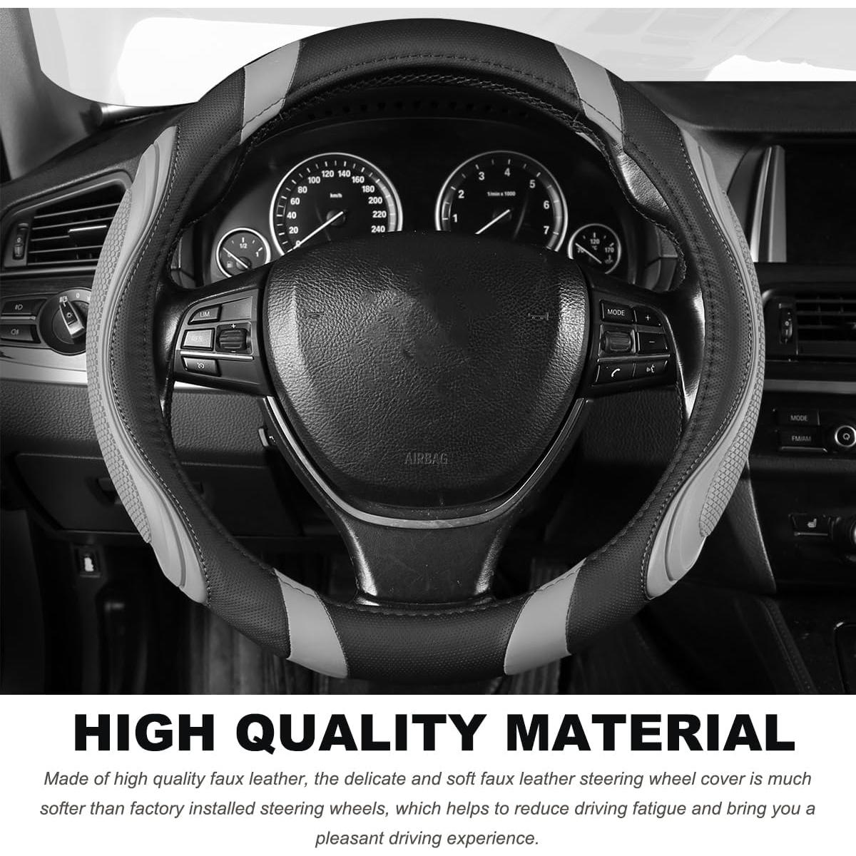 Cubierta de Volante de Cuero DXNQ 38 cm Antideslizante Gris