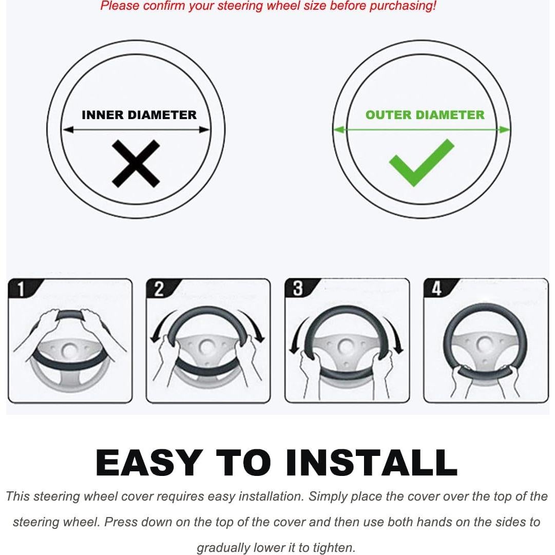 Cubierta de Volante de Cuero DXNQ 38 cm Antideslizante Gris