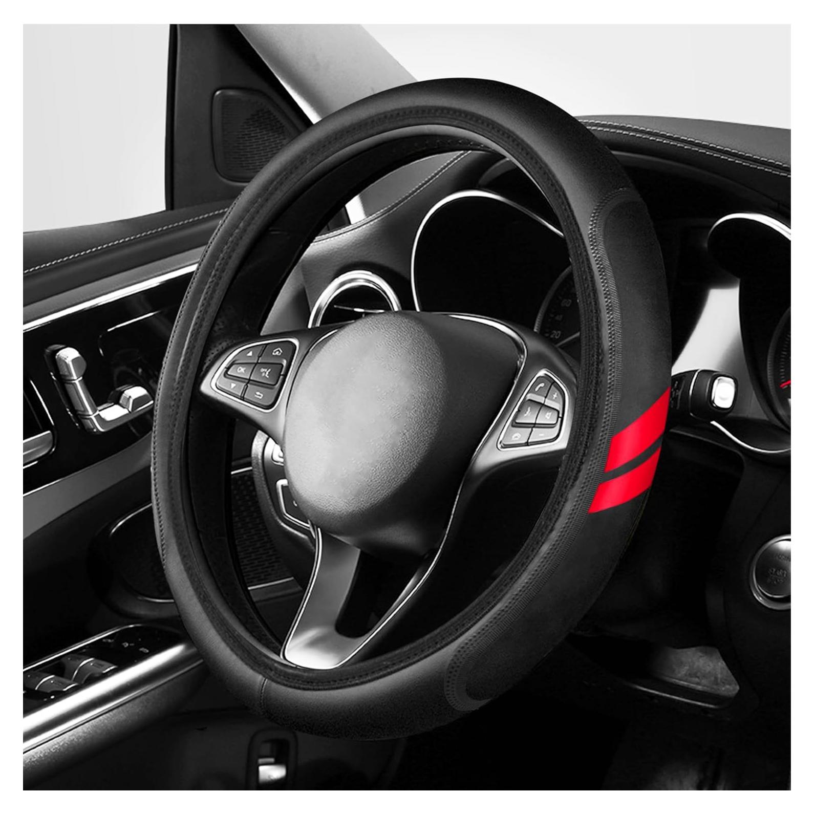 Funda de Volante YOSRTER para Dodge 14-15 Pulgadas Borde Rojo