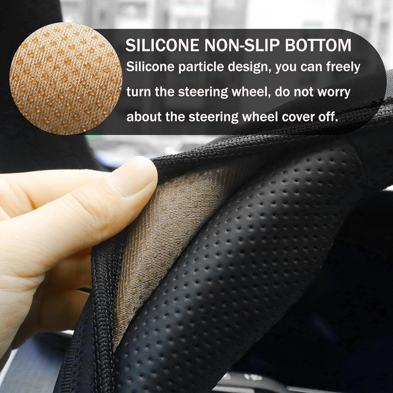 Funda de Volante YOSRTER para Dodge 14-15 Pulgadas Borde Rojo