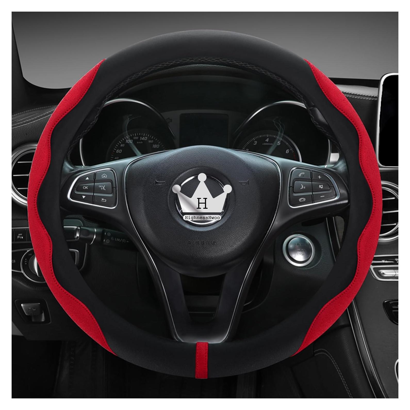 Cubierta de Volante de Ante de Lujo HighnessHwoo 37-38cm Rojo