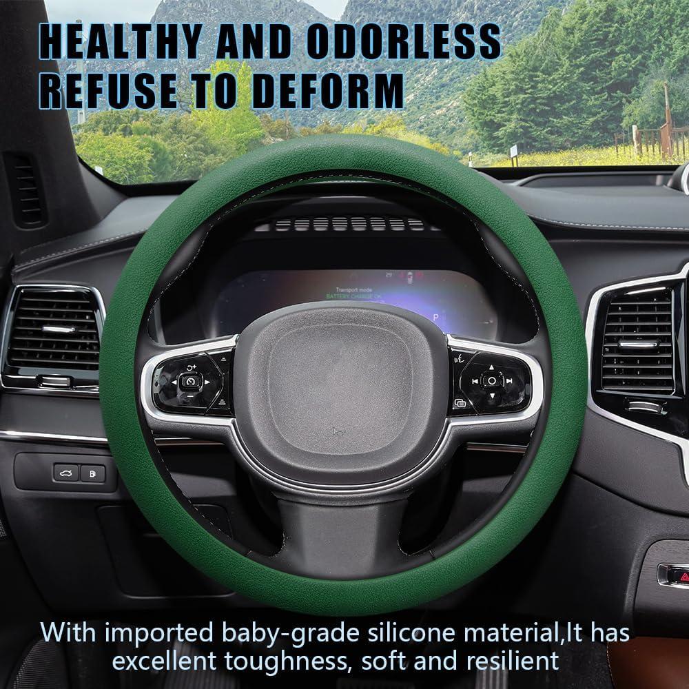 Funda de Volante de Silicona DWARFOO 33-38 cm Verde Oscuro