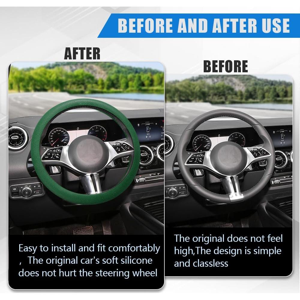 Funda de Volante de Silicona DWARFOO 33-38 cm Verde Oscuro