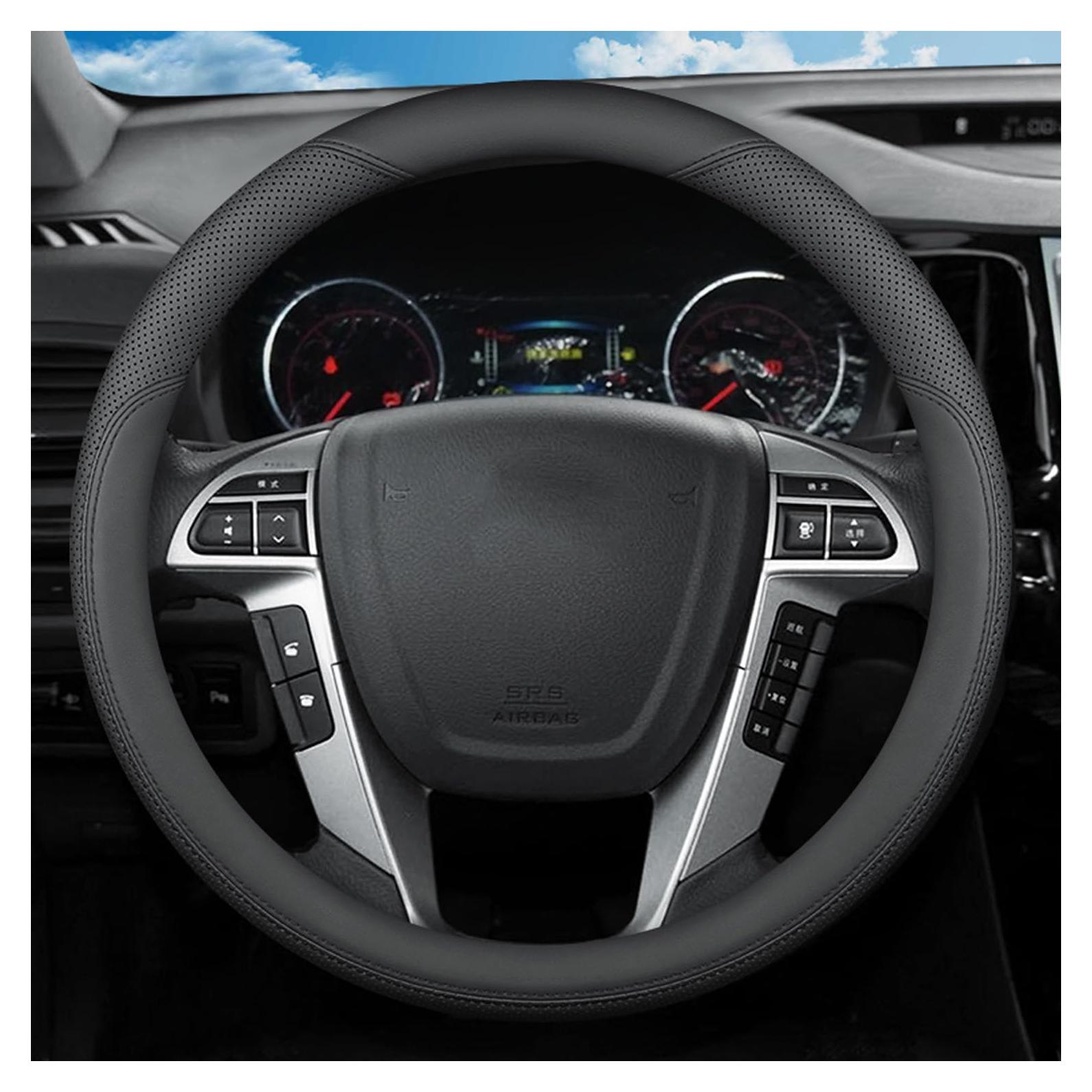 Cubierta de Volante SZYUCHEN para Dodge Ram 15.5-16" Cuero Negro