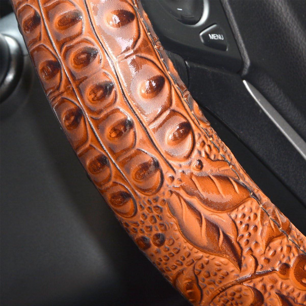 Funda de Volante ZYHW Universal 37-38 cm Cuero Marrón Antideslizante